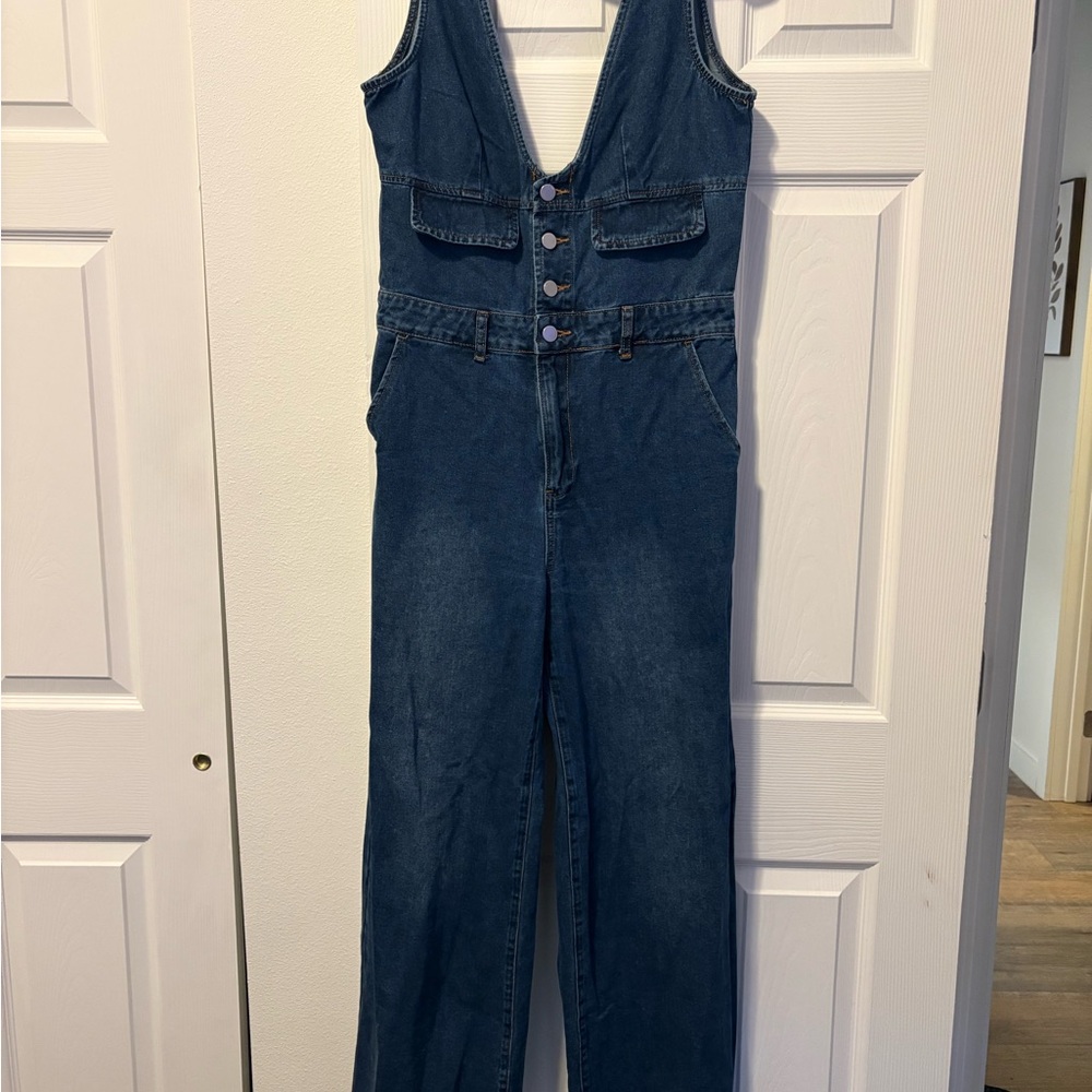 Cider Denim Wide Leg Jumpsuit